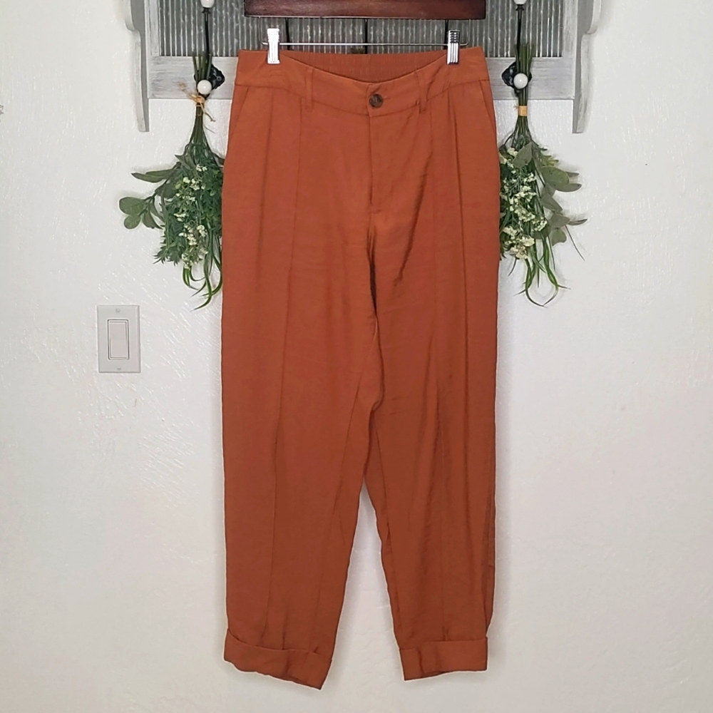 A new day women's size 8 rust colored high waist ankle pants